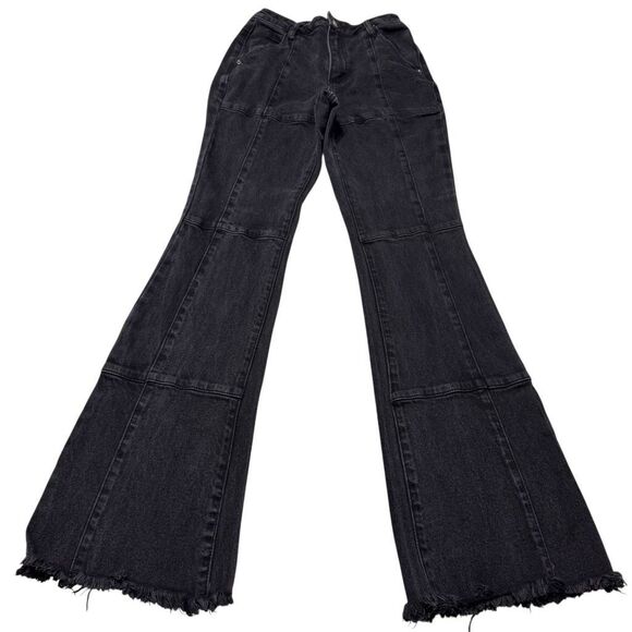 Tinseltown Denim - Tinseltown High Rise Pieced Flare Jeans Black 1